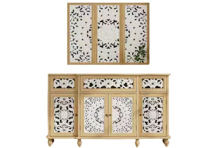 Accent Cabinet and Wall Art Set
