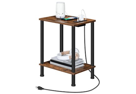 Side Table With Charging Station