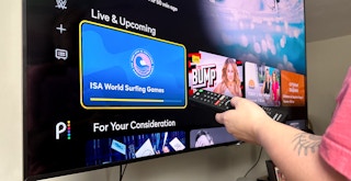 Someone looking at the Live & Upcoming section on the Peacock TV app