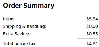 an amazon order summary ending in $4.81