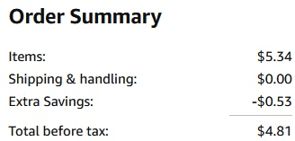 an amazon order summary ending in $4.81