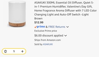 Essential Oil Diffuser Amazon receipt