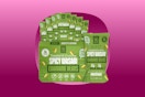 A green box and eight green snack packs of Where You Bean Edamame Snacks in spicy wasabi flavor