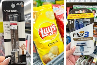 collage with covergirl, bic, and lays products