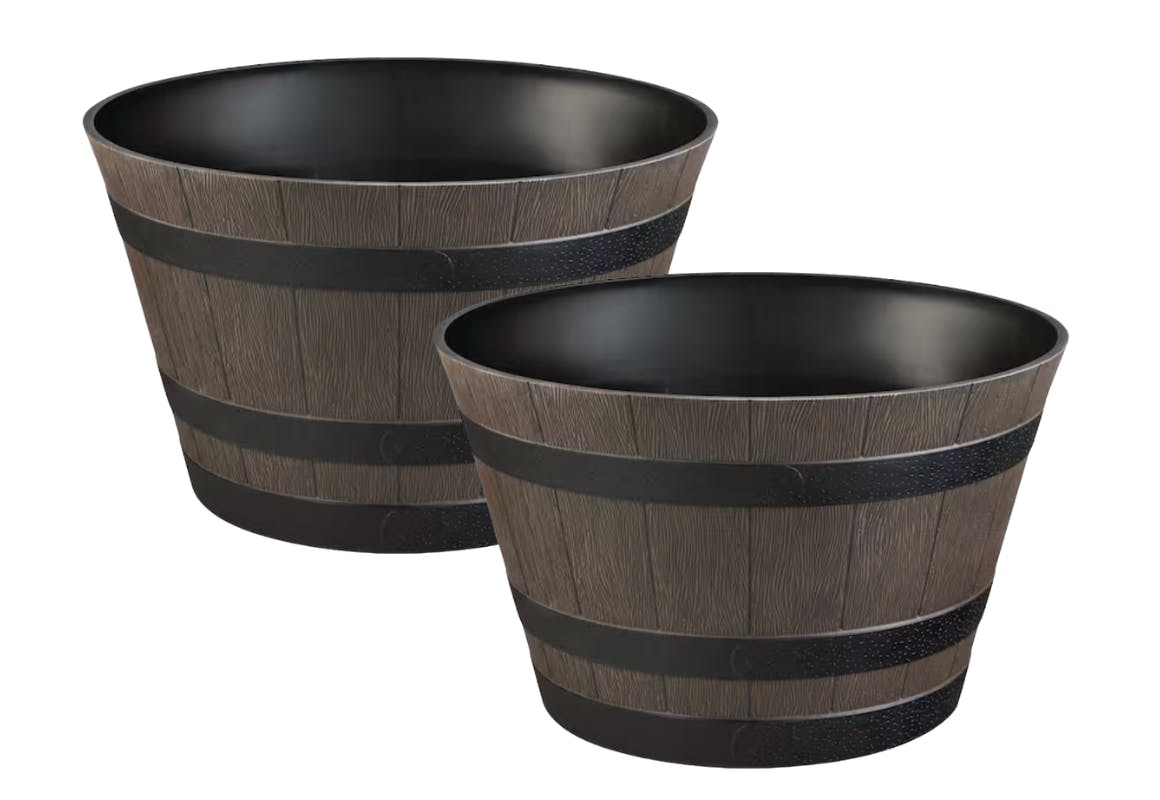 2 Vigoro Whiskey Barrel Planters