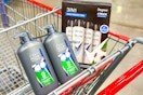 dove body wash and degree deodorant in a costco shopping cart sponsored