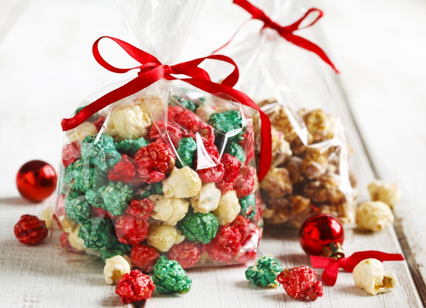 A bag of colorful popcorn