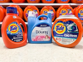 tide and downy in front of a target shelf