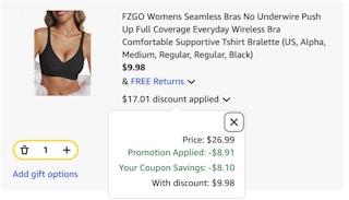 Bra Amazon receipt