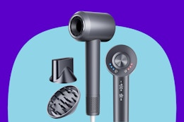 KVINEEN Hair Dryer on a blue background.