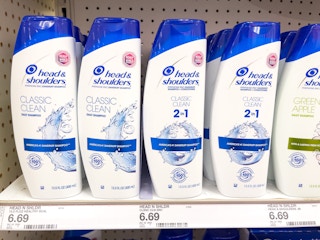 bottles of Head and Shoulders shampoo on shelf at Target