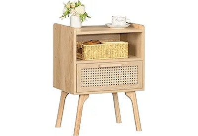 Side Table With Rattan Drawer