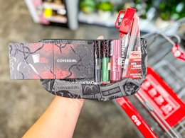 stranger things x covergirl makeup products in a cart