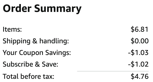 an amazon order summary ending in $4.76