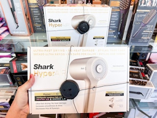 kohls shark hair dryer being held
