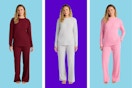 maroon, gray, and pink loungewear sets