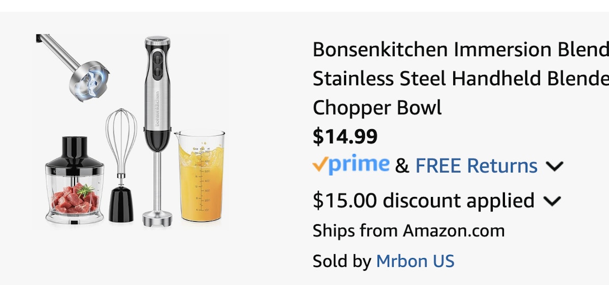 immersion blender Amazon receipt