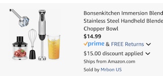 immersion blender Amazon receipt