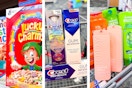 collage image of cereal, crest toothpaste, and shampoo