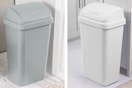 2 lifestyle images  of Sterilite Trash Cans (13 gal) gray & white