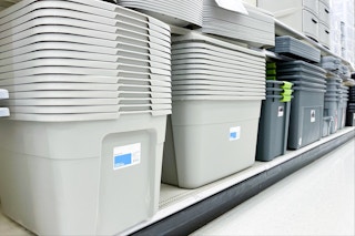 room essentials storage totes sitting on a target shelf