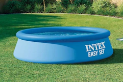 an intex pool in a yard