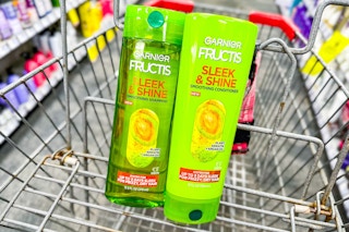 two garnier fructis shampoo and conditioner in shopping cart