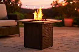 Mainstays Fire Pit Table, Now $108 (Reg. $148) — Lava Rocks Included card image