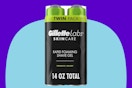 GilletteLabs Rapid Foaming Shave Gel on a blue background.