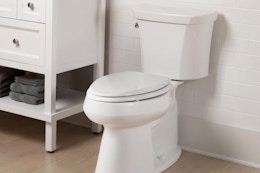 white toilet with closed lid