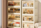 rolling cabinets with items inside