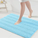 Chenille Striped Bathroom Rug