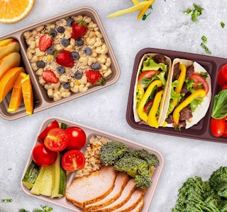 meal prep containers with food