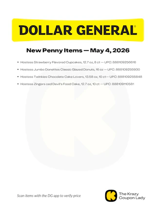 graphic of the dollar general surprise penny items may 4 2026
