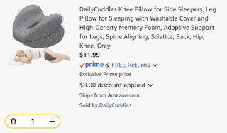 Knee Pillow Amazon receipt