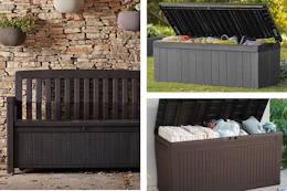 lowes keter deck box collage
