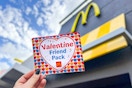 someone holding up a valentine friend pack at mcdonalds