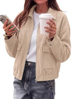 KIRUNDO Women's Faux Suede Jacket