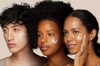 Three people wearing L'Oreal day cream