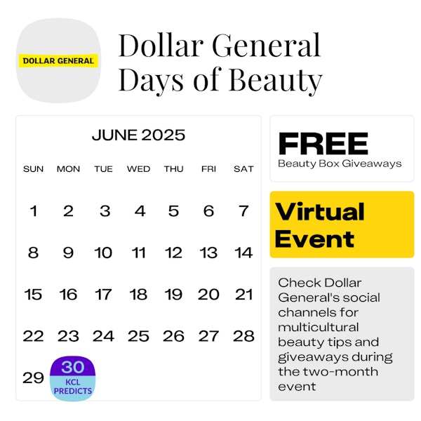 Dollar General Days of Beauty predicted start date in June 2025.