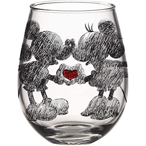 Silver Buffalo Mickey & Minnie Wine Glass