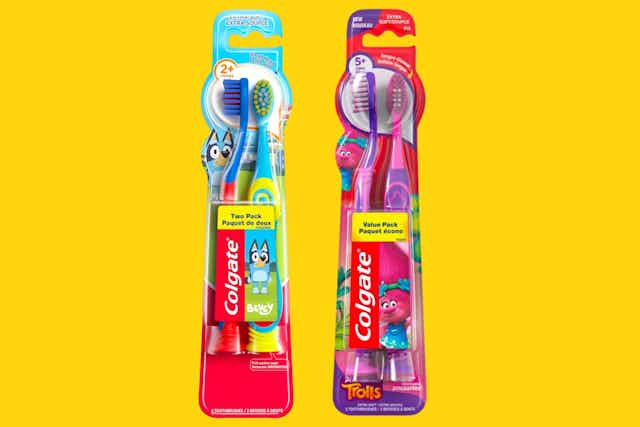Colgate Kids' Toothbrushes: Bluey $2.58 and Trolls $4.28 on Amazon card image