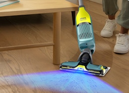 a VacMop cleaning hard wood floors