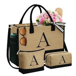 Initial Jute Tote Bag Set