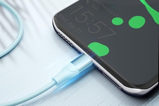 a charger plugged into a phone