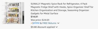 Magnetic spice rack Amazon receipt