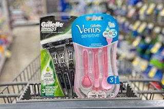 gillette and venus disposable razors in a shopping cart