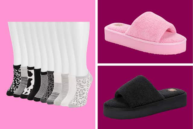 Muk Luks Deals at Walmart: $9.88 Slippers and a 10-Pack of Socks for $10 card image