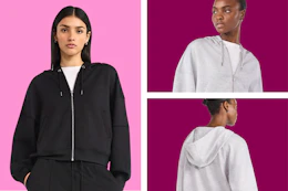 Scoop Women's Barrel Zip-up Hoodie Jacket in black and grey