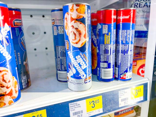 pillsbury cinnamon rolls on store shelf